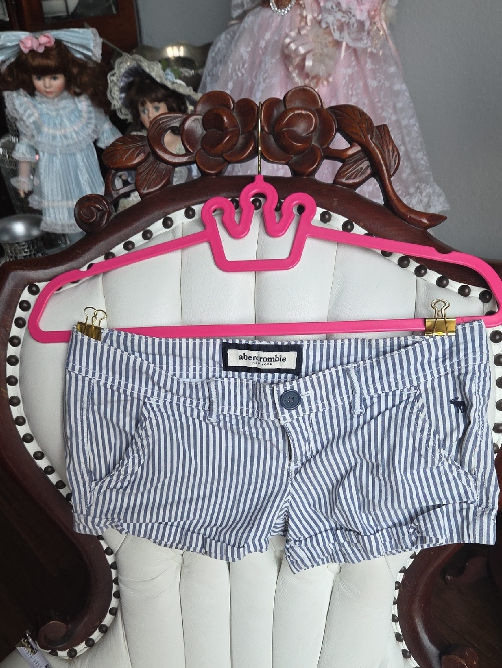 Vintage Y2k Abercrombie Navy & White Striped Shorts.